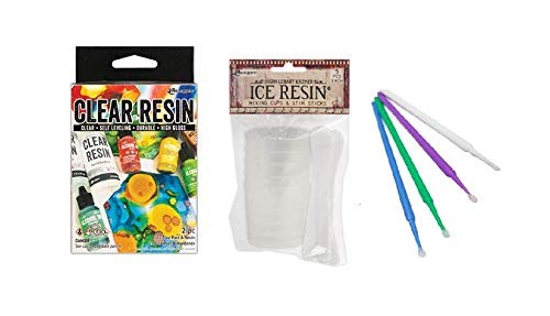 Clear Resin Kit with Cups Stir Sticks and PTP Flash Deals