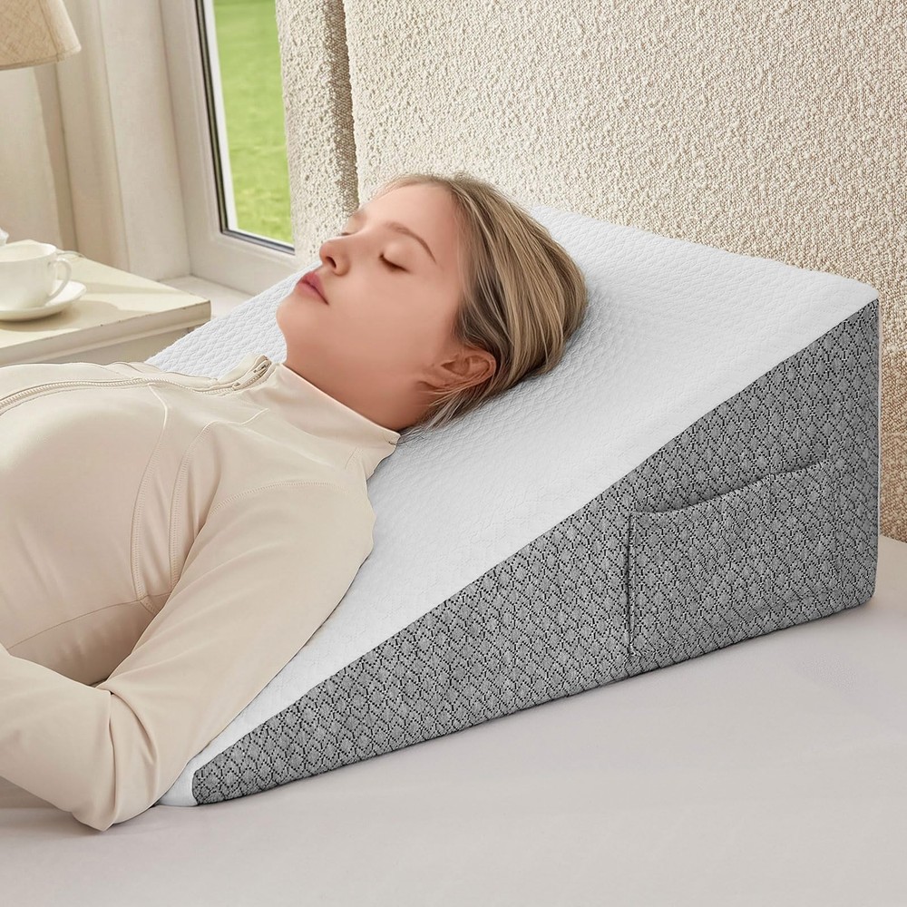 Memory Foam Wedge Pillow for Sleeping 24x24x10 Inch Comfort Support Cushion
