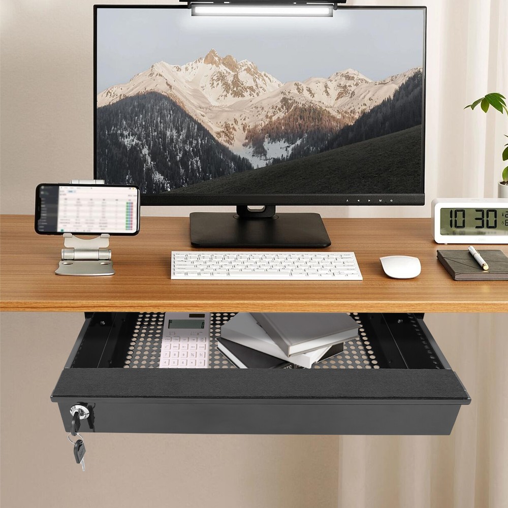 Under Desk Mounted Sliding Pull-out Drawer Drawer Storage Organizer for Desk