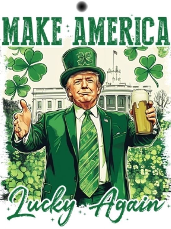 St Patrick's Day Hanging Car Air Freshener, Trump Make America Lucky Again