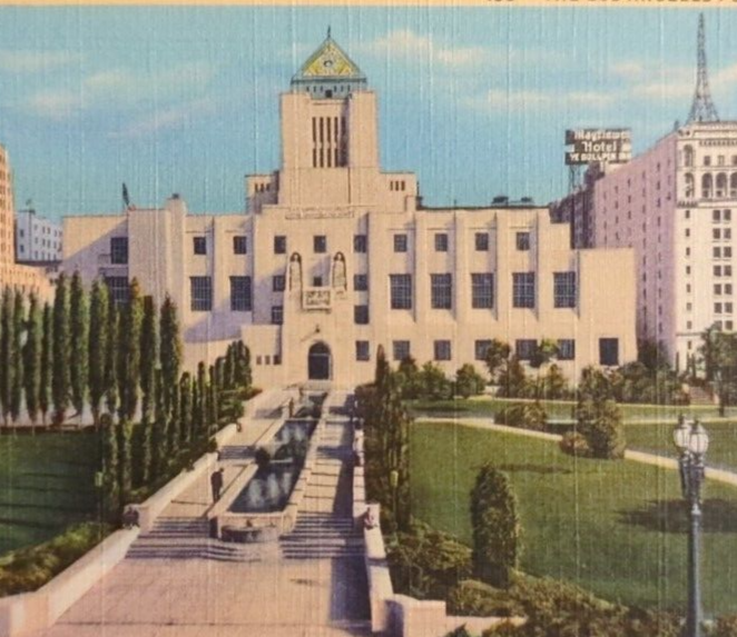 Los Angeles Public Library California CA Vintage Linen Souvenir Postcard   c1940