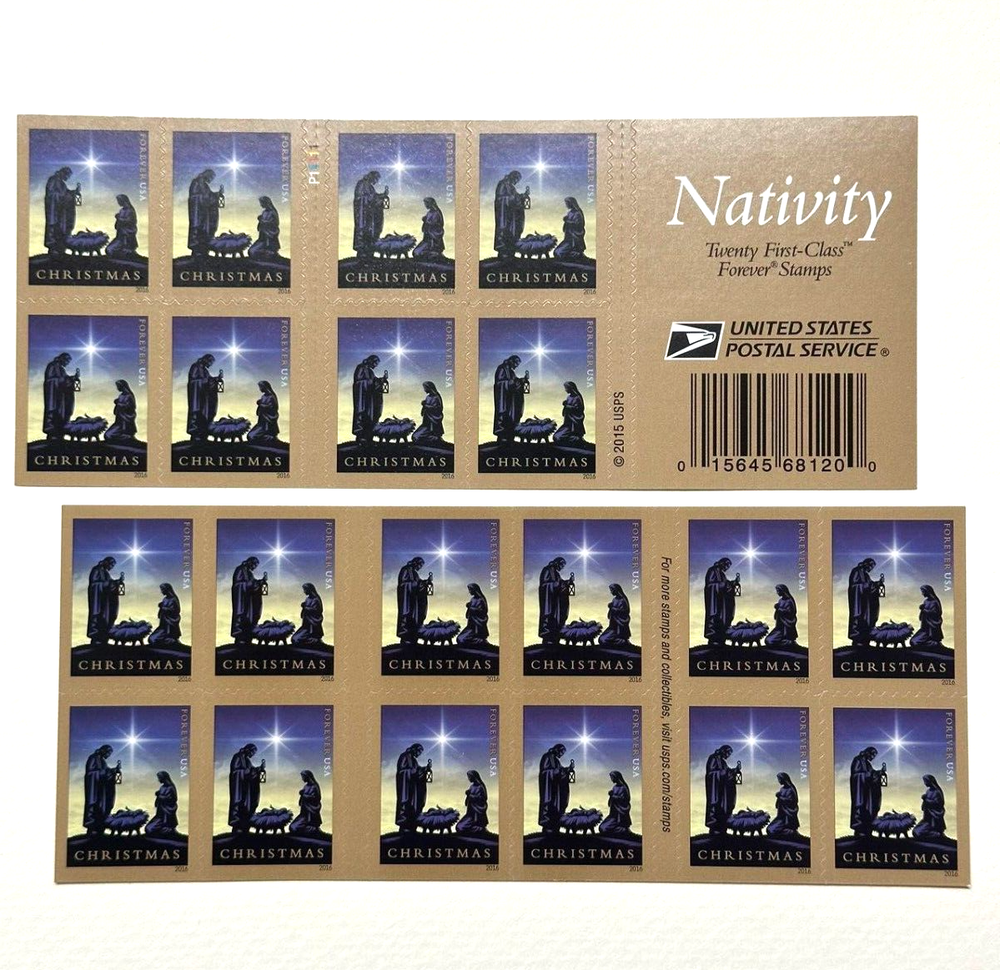 Booklet of 20 Nativity Stamp Holy Family Holiday Christmas Scott #5144 (MNH)