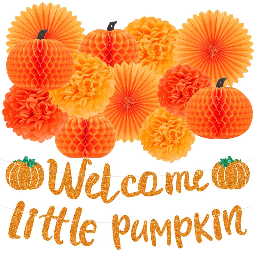 Little Pumpkin Baby Shower Decor Set with Banner and More