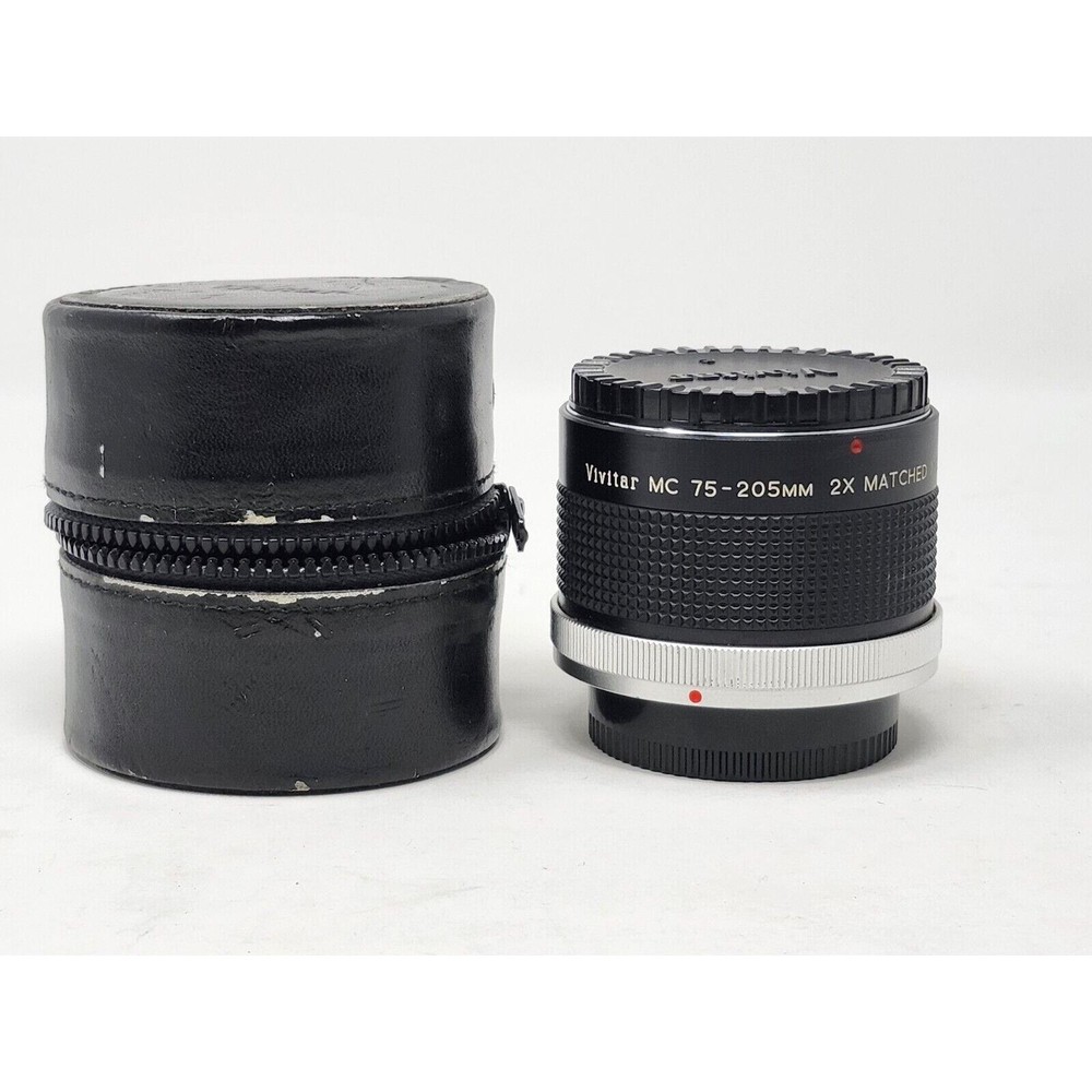 Vivitar MC 75-205mm 2X Telephoto Lens with Multiplier and Protective Case