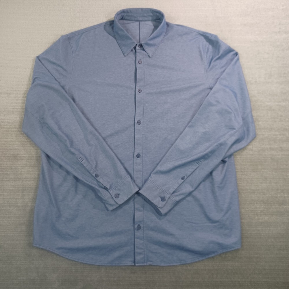 Lululemon Soft Knit Overshirt Mens 2XL Gray Button Up Casual Stretch Relax Fit