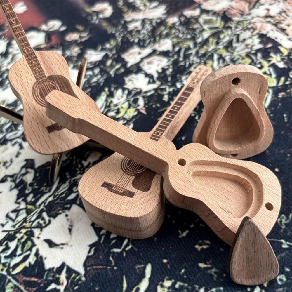 with Stand Acoustic Guitar Pick Box Wooden Guitar Pick Case