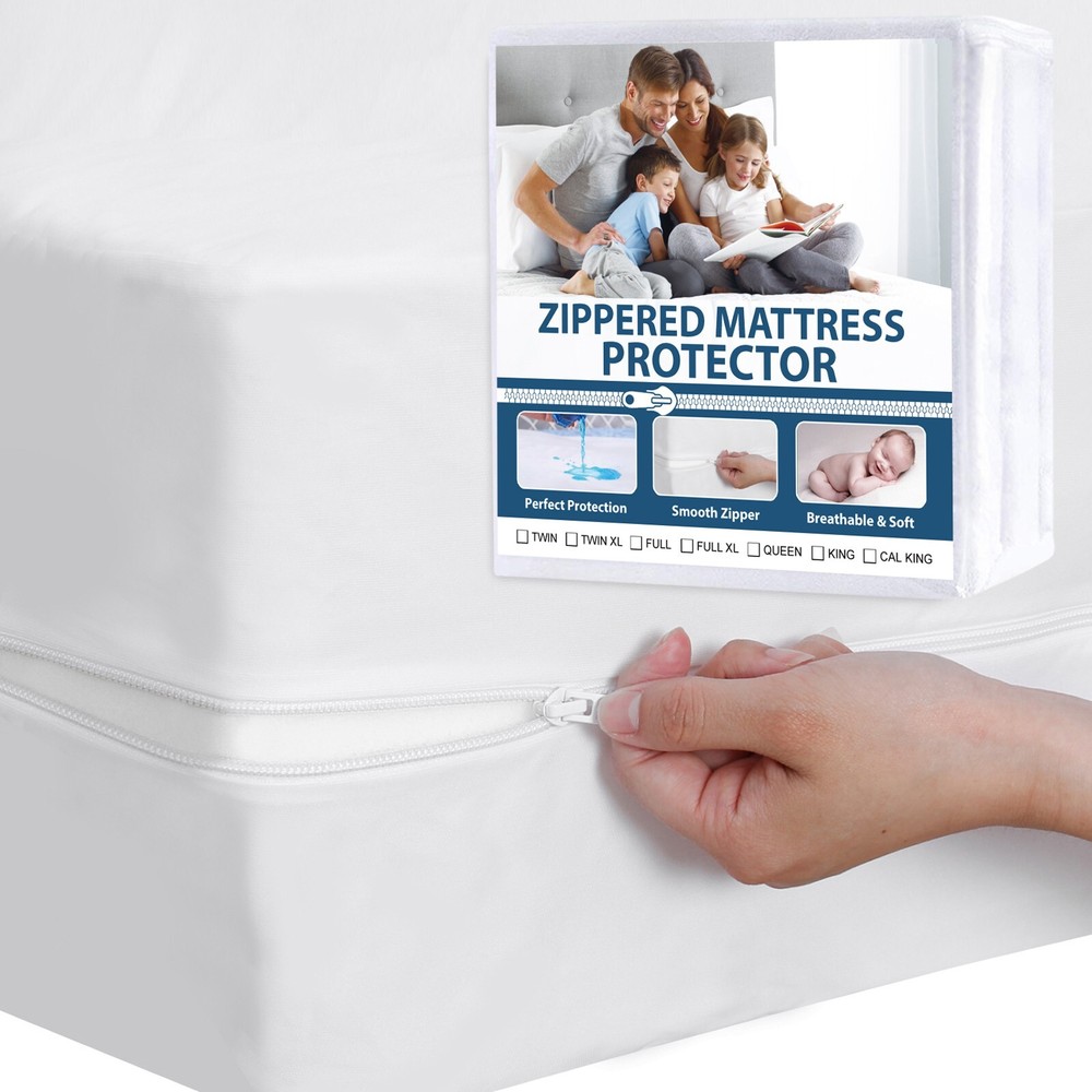 Zippered Mattress Encasement Protector Box Spring Cover 6-Side Waterproof Queen