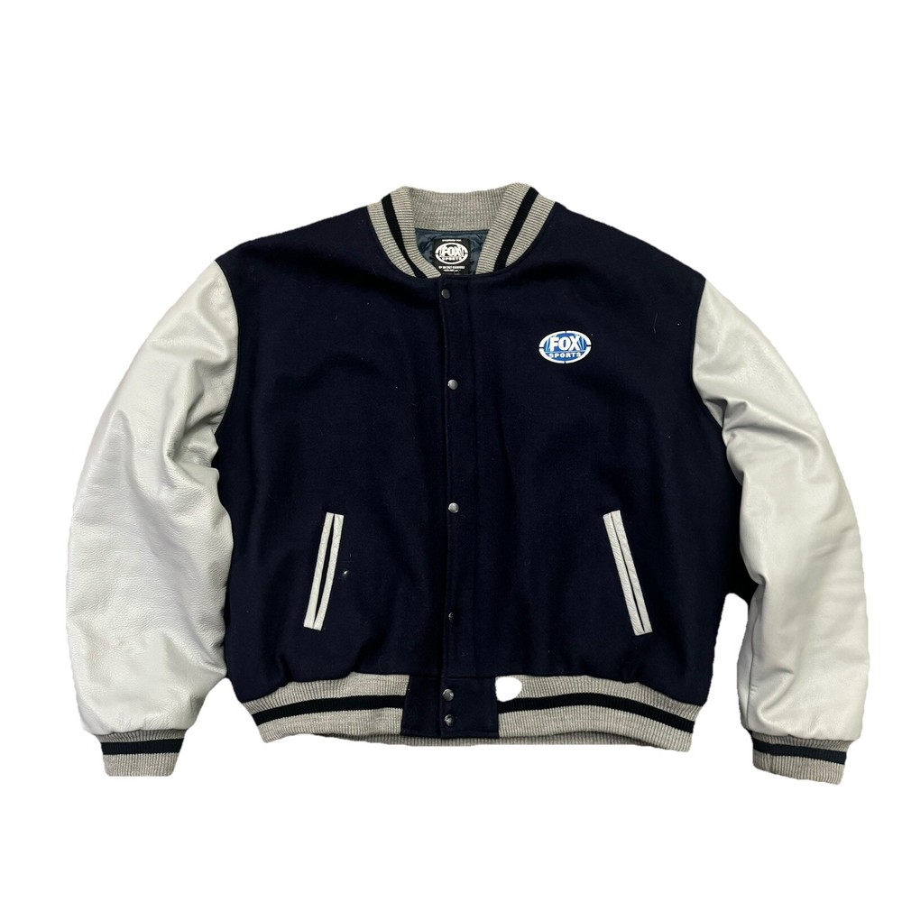 Fox Sports NFL on Fox MENS 2XL Leather Wool Snap Close Varsity Jacket