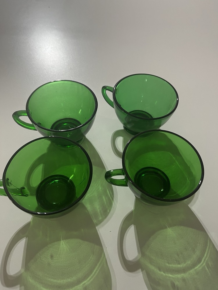 Vintage Emerald Green Glass Punch Cup Set of 4