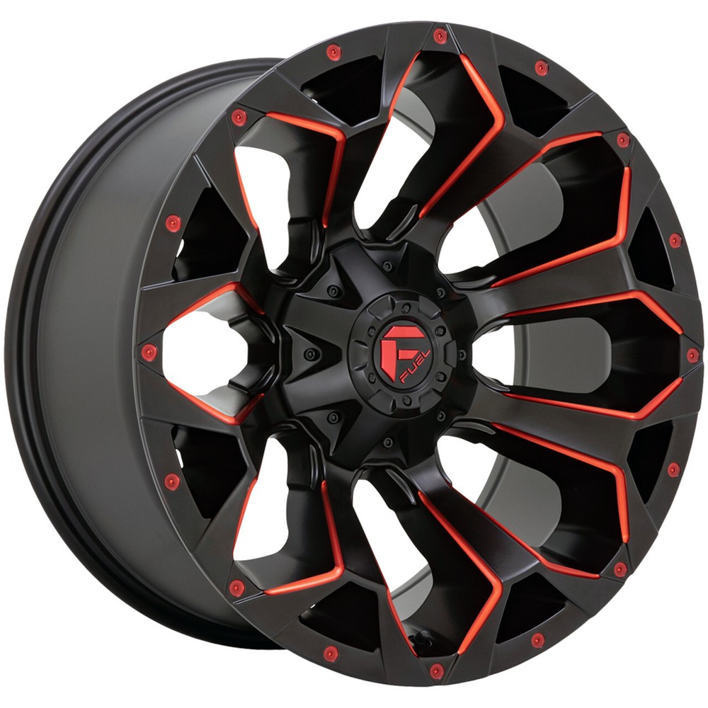 17x8.5 +14 Fuel 1PC D787 Assault 5x4.5,5x5.0 Matte Black W/Red Wheels (Set of 4)