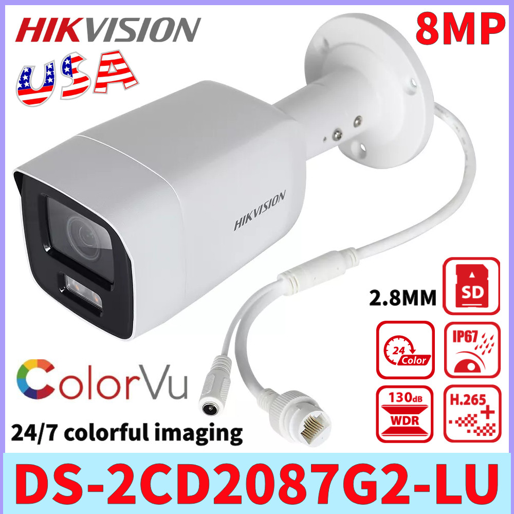Hikvision DS-2CD2087G2-LU 8MP ColorVu & Acusense  4K Built-in Mic IP Camera WDR