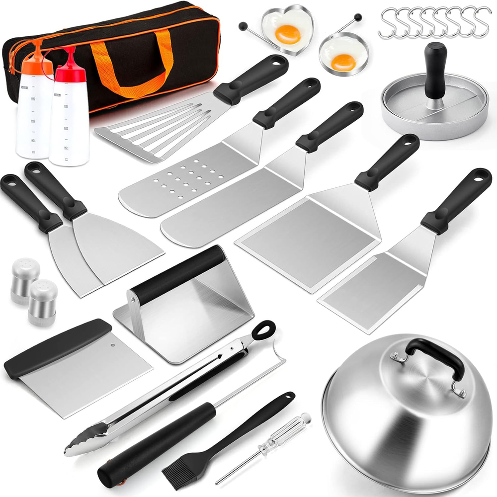 Grill Griddle Accessories Kit Tool Set 30Pcs for Outdoor BBQ Flat Top Grilling