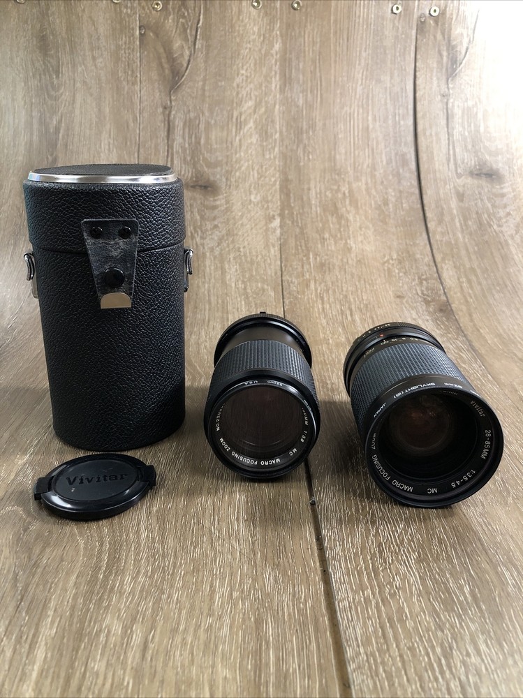 Lot Of 2 Vivitar 62mm & 52mm Camera Lenses And 1 Case
