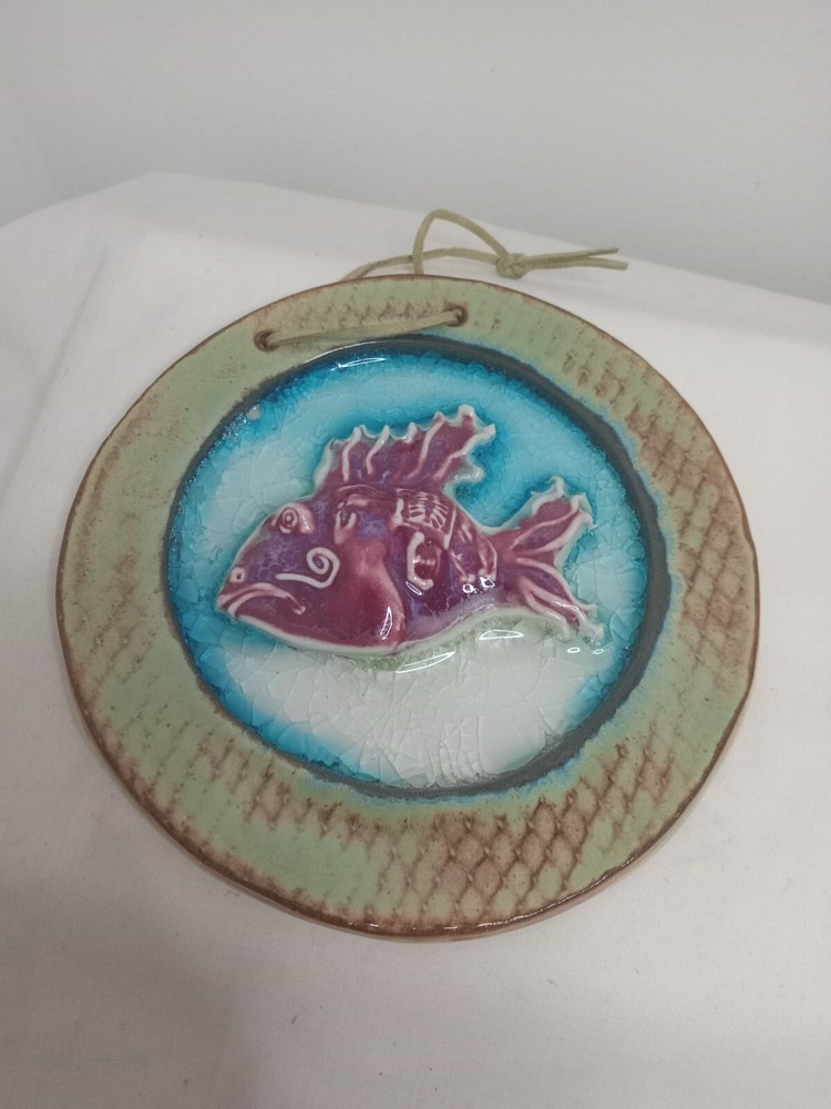 Handmade Ceramic Koi Fish Wall Art Tile by Jody Braun