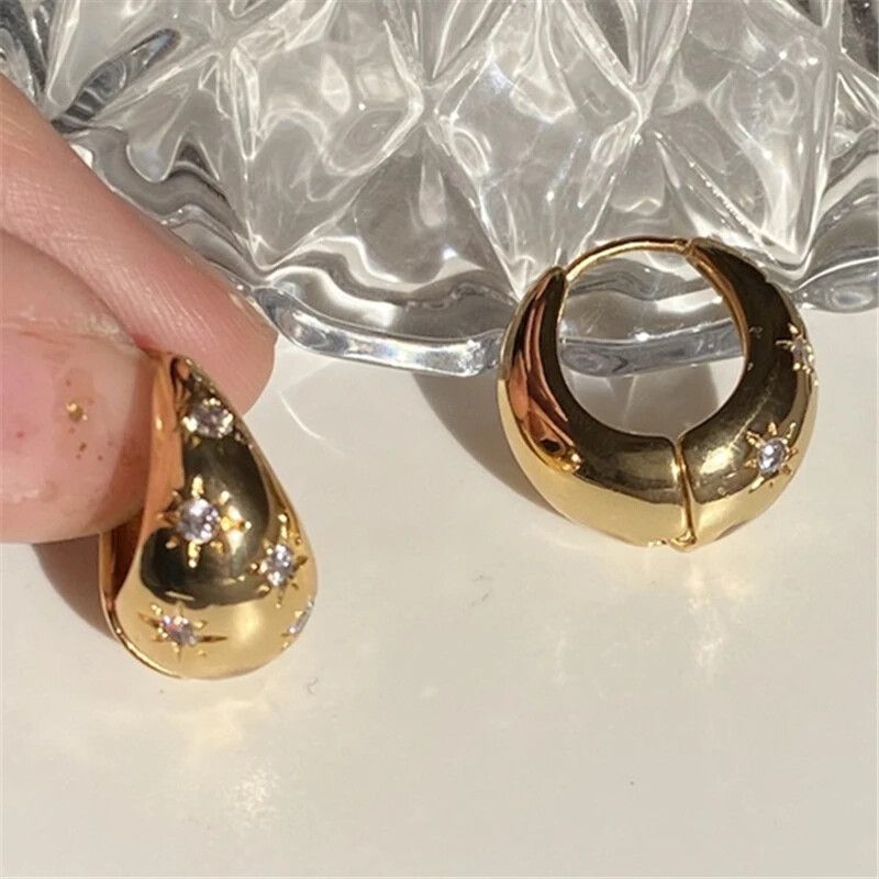 Korean Version of Metal Zircon Earrings Temperament High-grade Exquisite Earring