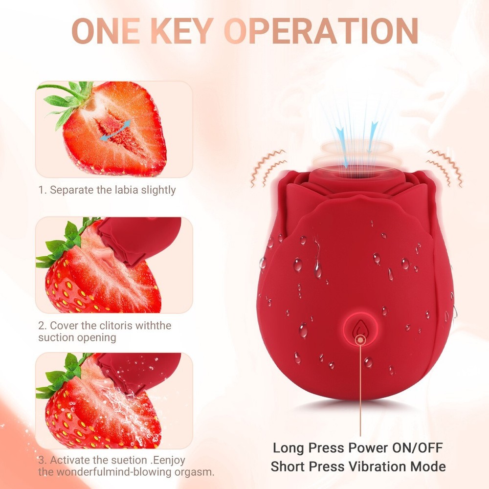 Red Rose Sucking Vibrator G-spot Massager Dildo Clit Sucker Sex Toy Women US