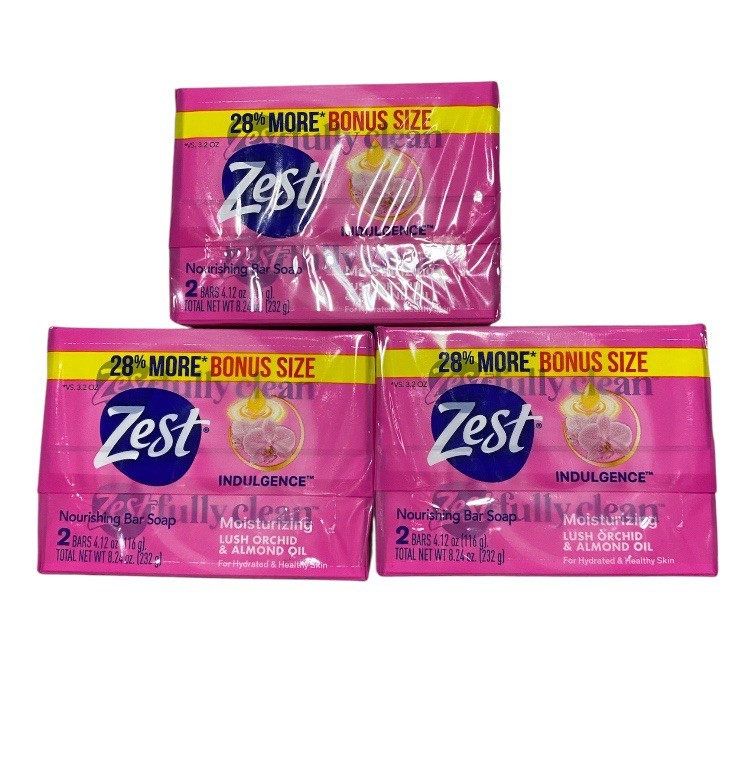 Zest Lush Orchid & Almond Oil Moisturizing Bar Soap 4.12 Oz Lot Of 3