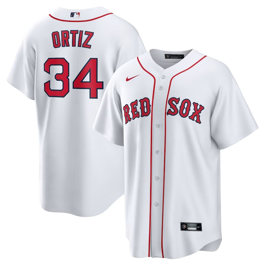 Men's  Red Sox David Ortiz White Home Replica Player Jersey