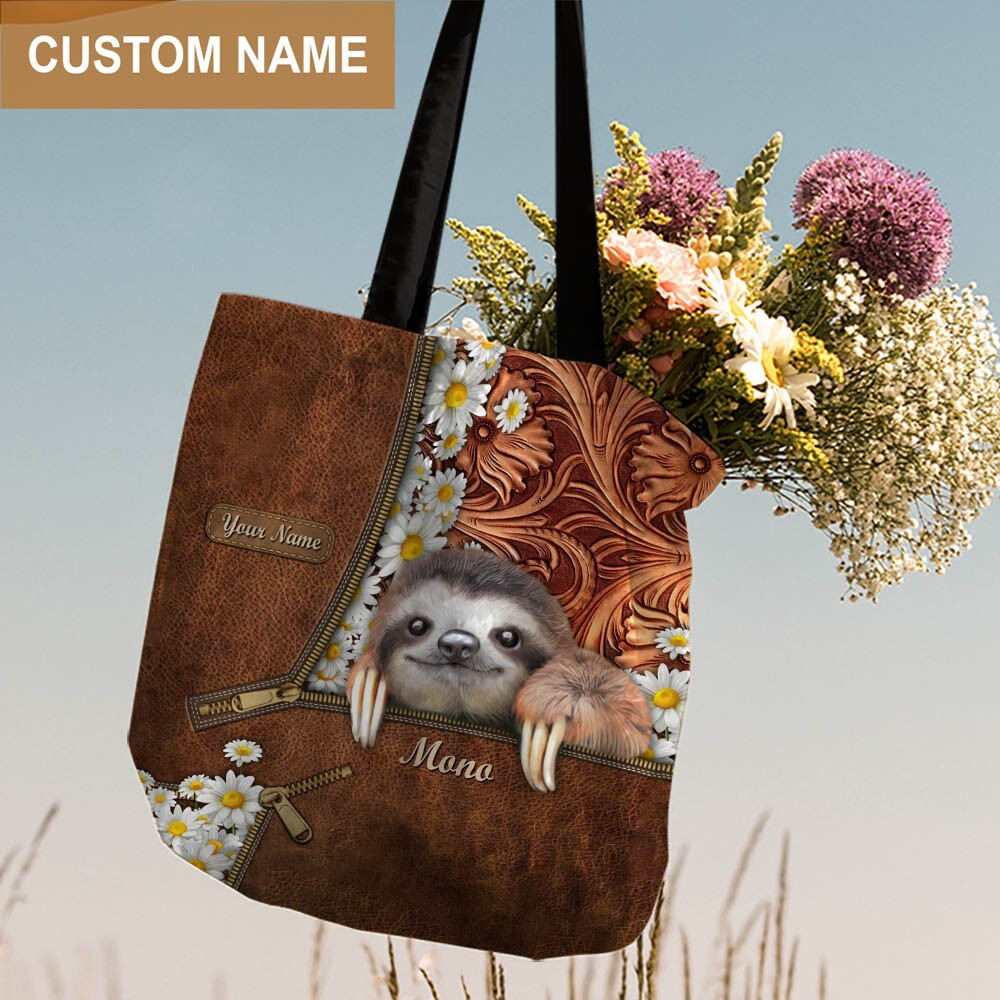 Custom Sloth Tote Bag - Funny Animal Shoulder Bag for Women-image