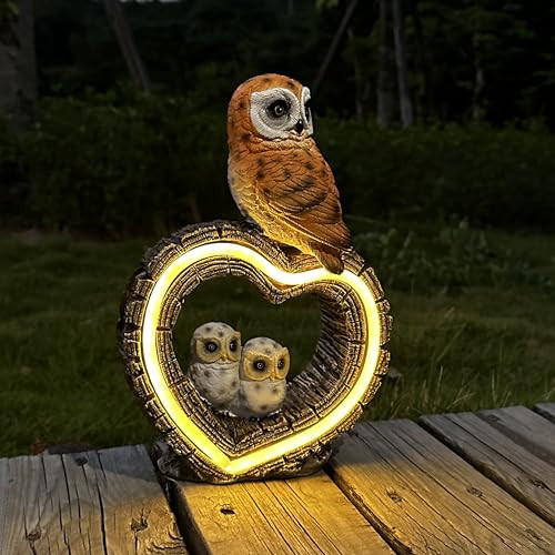 Solar Outdoor Garden Statue, Garden Decor Waterproof Solar Owl Lights for