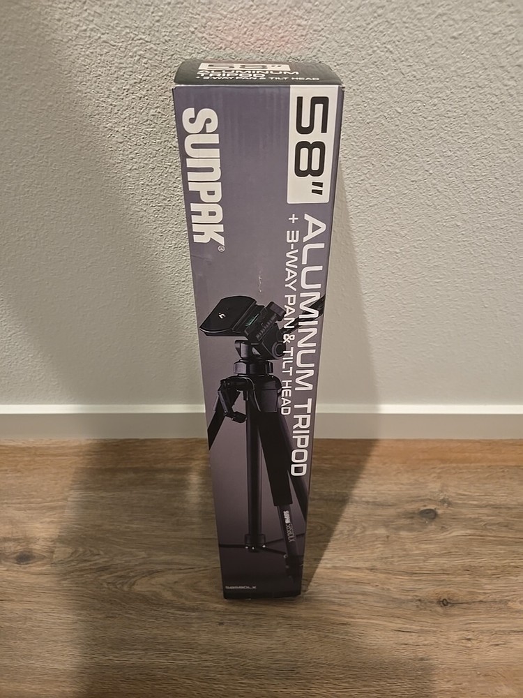 Sunpak 5858DLX 58-Inch Aluminum Tripod with 3-Way Pan-Tilt Head