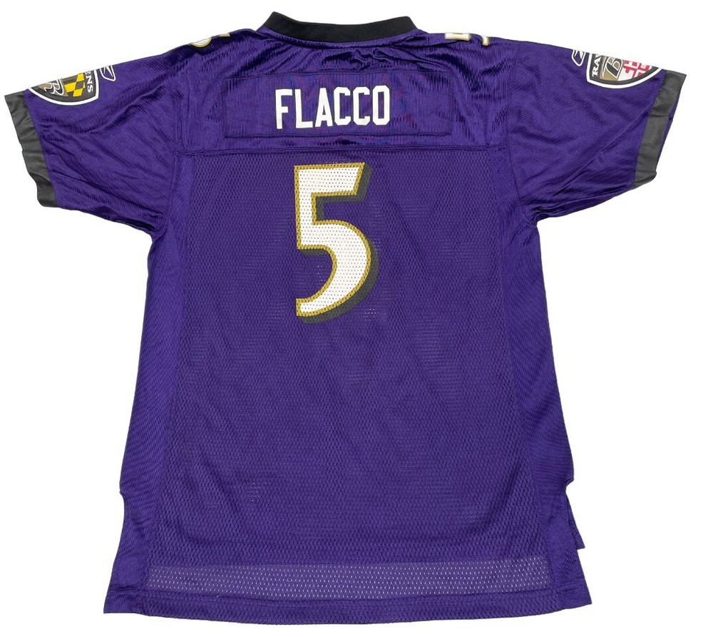 Baltimore Ravens Joe Flacco Purple Reebok NFL Vintage Jersey Youth Boys XL 18-20