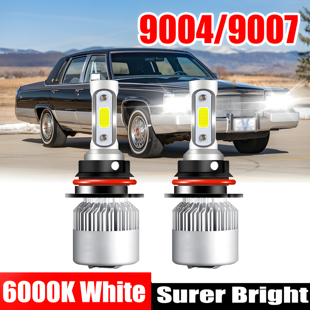 1990-1992 Cadillac Brougham 9004 LED Headlight Bulbs High Low Beam 6000K 2pc