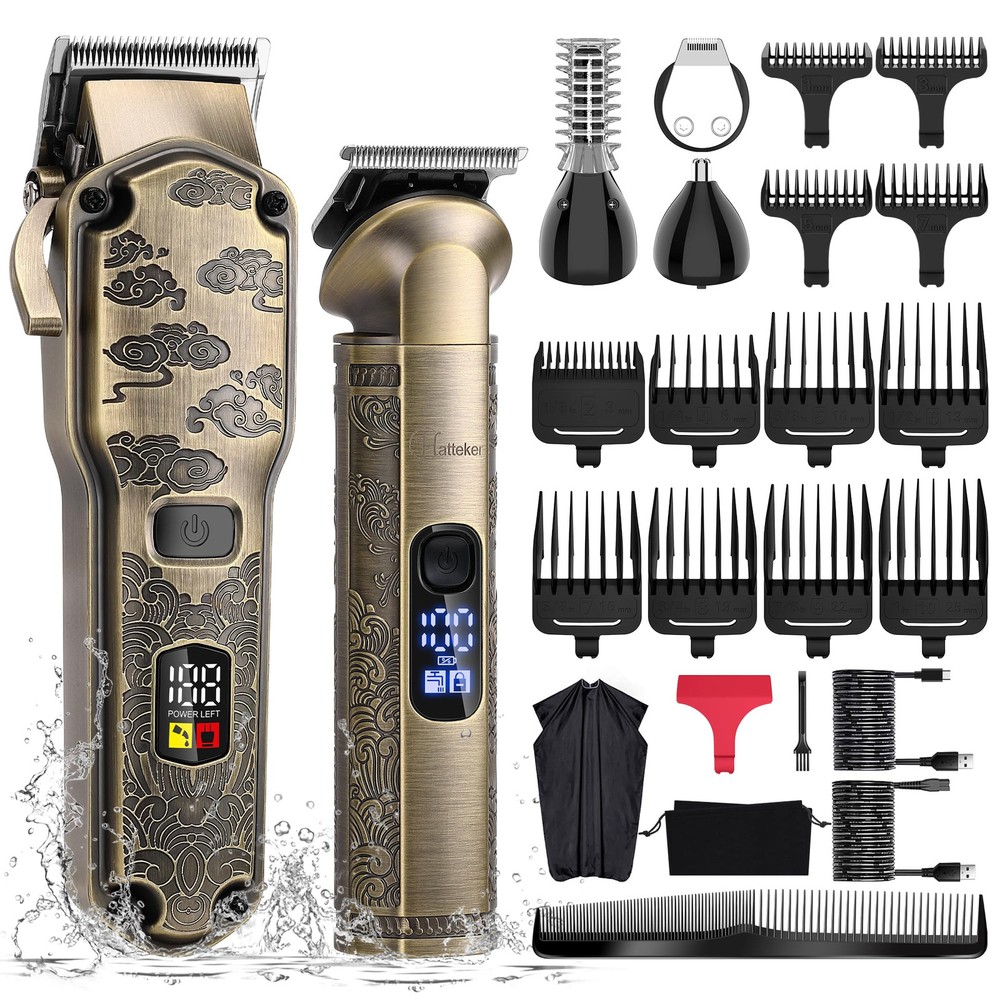 Professional Men's Hair Clipper & Beard Trimmer Set with Adjustable Blades