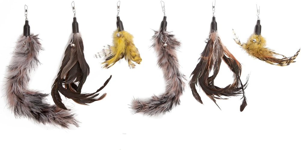 Cat Toys Feather Refill 6 Pack - Add Life to Your Cat's Favorite Toy with This I