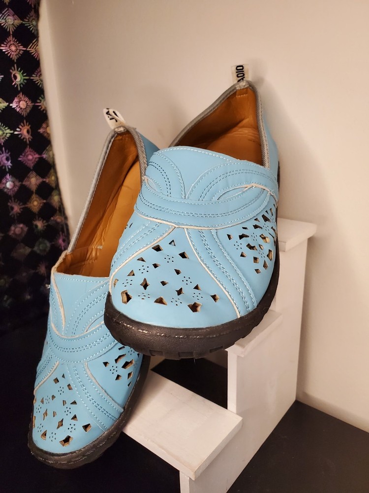 Sz. 9/10 Christian Dior J’Adior Slip On Shoes Turquoise W/soft Rubber Grip