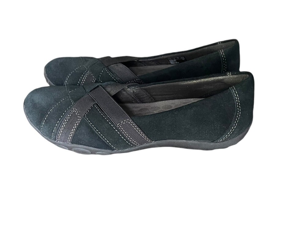 Clarks HALEY JAY Size 8M Charcoal Black Suede Loafers Flats Comfort Shoes
