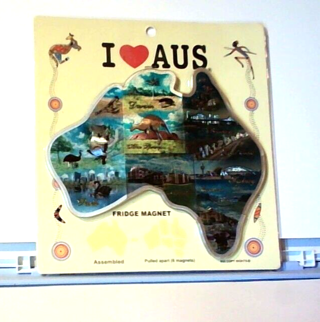 NEW / Sealed I Love Australia Metal Fridge Magnet Jigsaw Puzzle (6 Magnets)