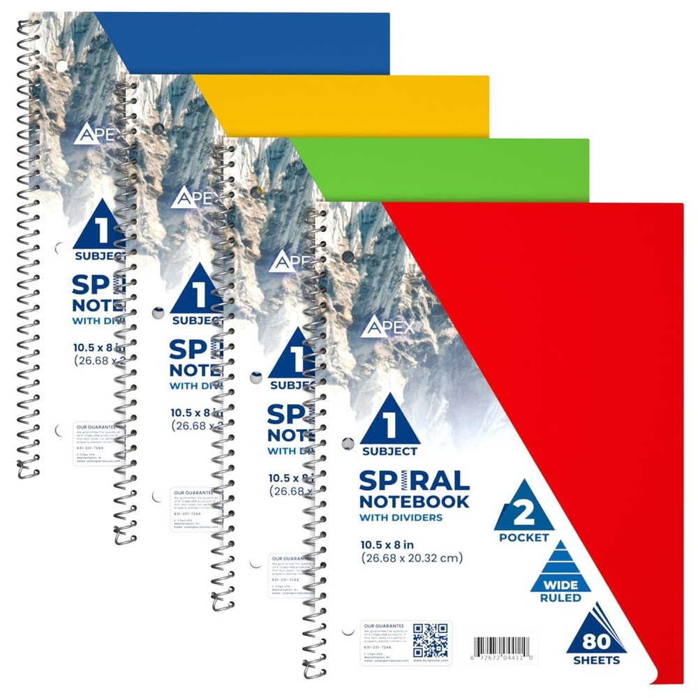 Spiral Notebook, Wide Ruled Spiral Notebook, 1 Subject Spiral Notebook 8 x 10...