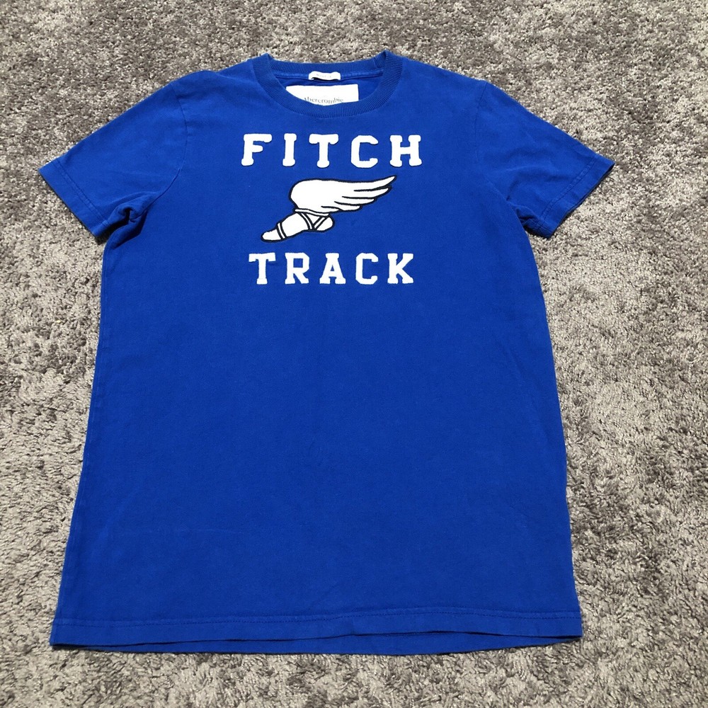 Abercrombie & Fitch Track Embroidered Muscle T-Shirt Men’s Size Small Blue Y2K