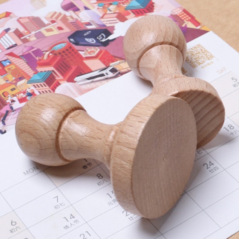 30mm Stamp Wood Round Handle, 3pcs Wooden Knobs Stamp Mounts Drawer Pulls