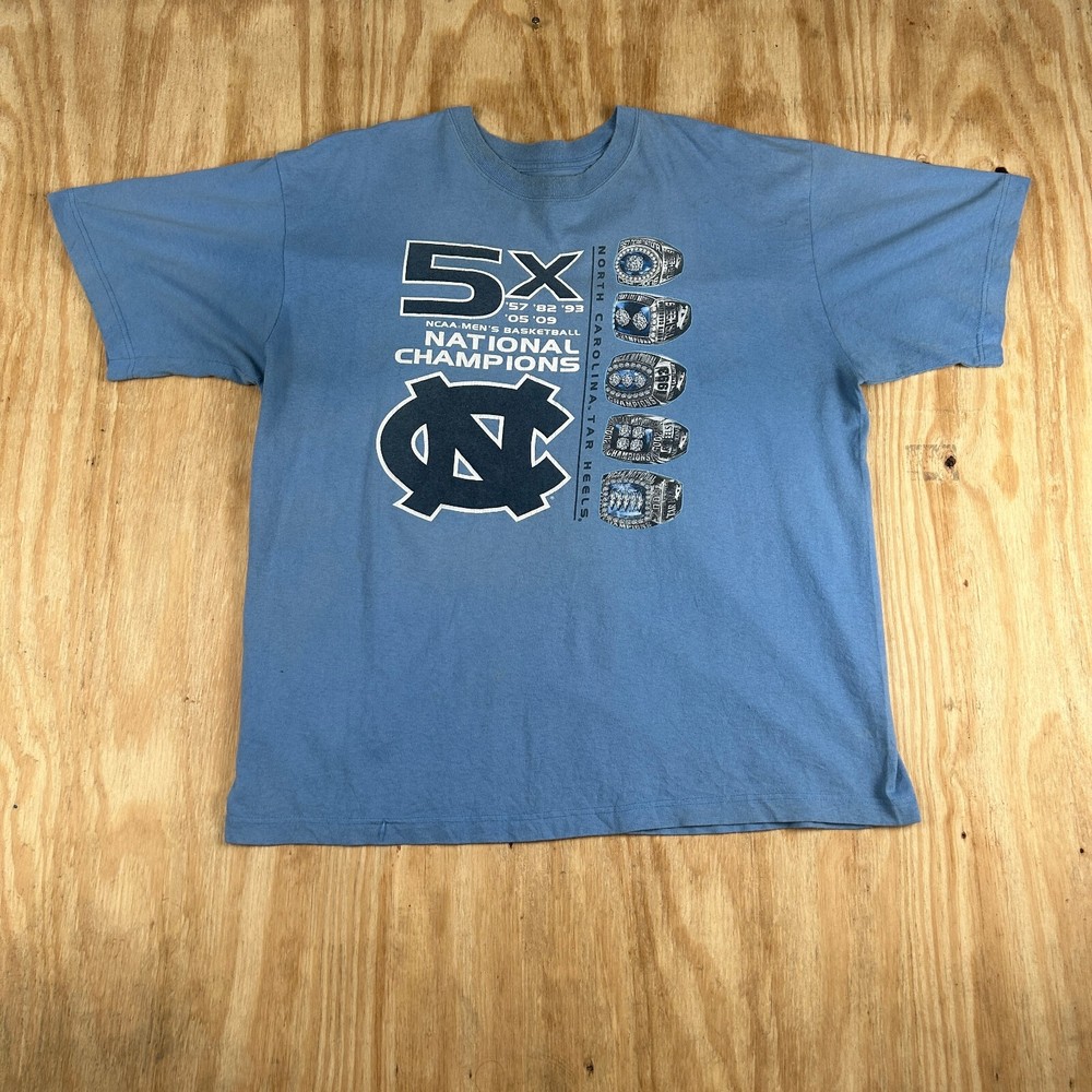 VTG Adidas North Carolina Tar Heels National Champions Blue T-Shirt Men's XL Y2K