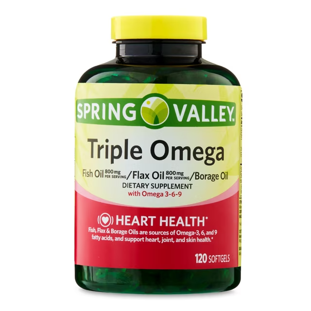 Triple Omega, Fish 800Mg, Flax 800Mg, and Borage Oil Softgels, Heart Health