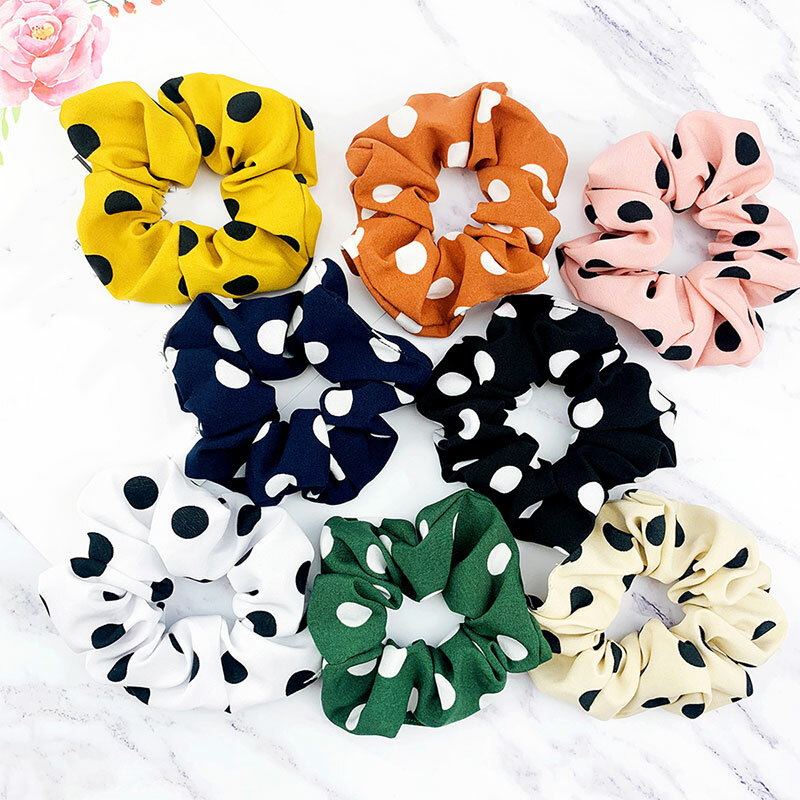 Hot Polka Dot Scrunchie Elastic Hair Tie Ponytail Holder for Women