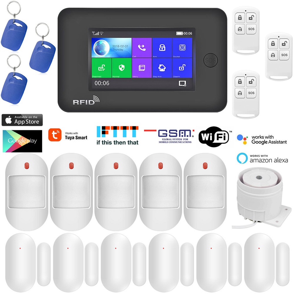 B16 Tuya WiFi APP GSM Wireless Home Security Alarm System+Alexa+Google Assistant