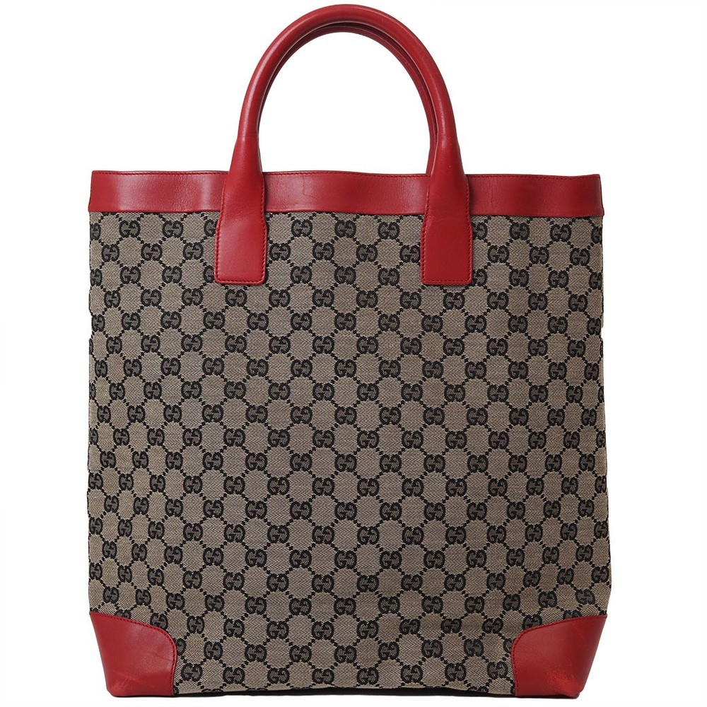 Vintage Gucci GG Canvas Leather Tote Bag 0021121