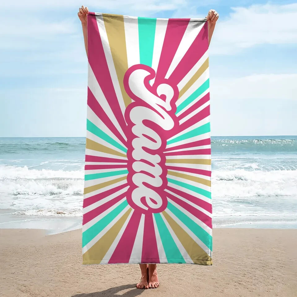 Personalized Retro 80s 90s Beach Towels Custom Retro