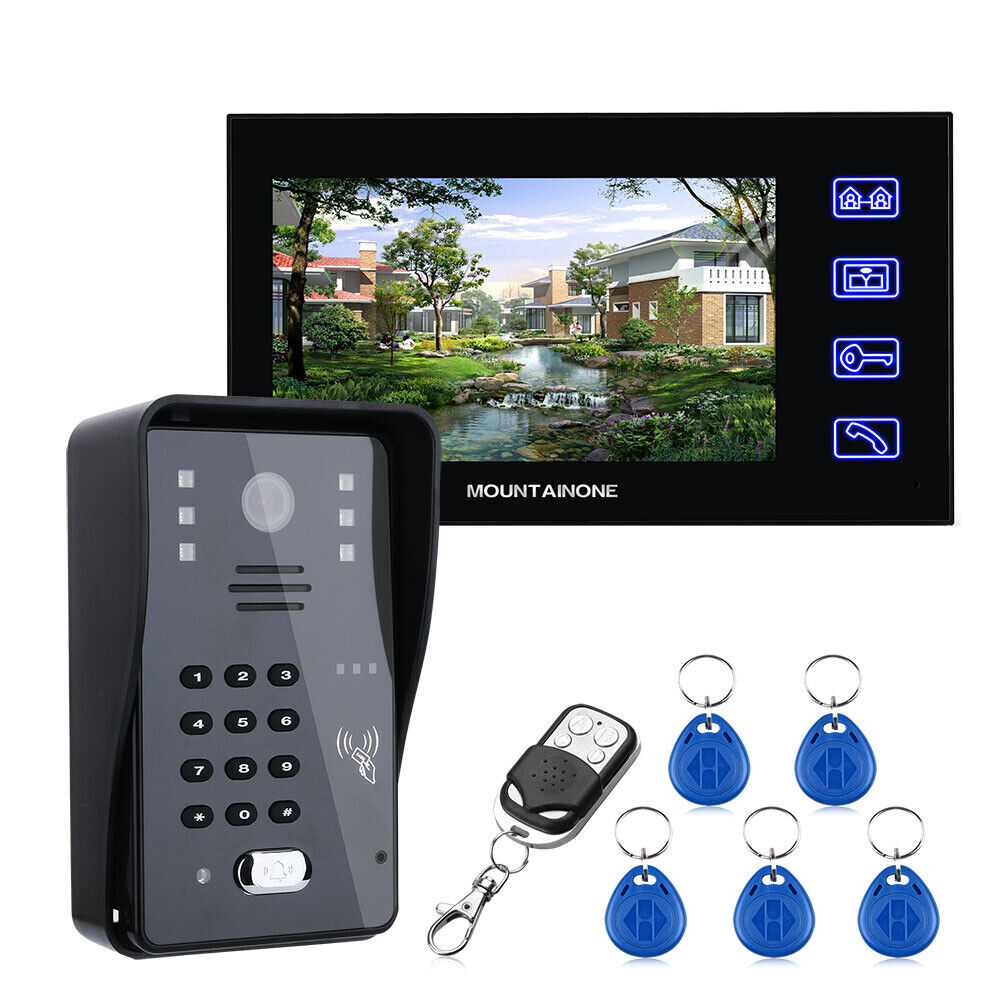 RFID Password IR-CUT 1000TV 7inch Monitor Video Door Phone Doorbell Intercom AB-image