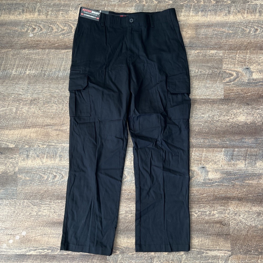 Dickies Flex Regular Fit Cargo Work Pants 36x32 Black Straight Leg Active Waist
