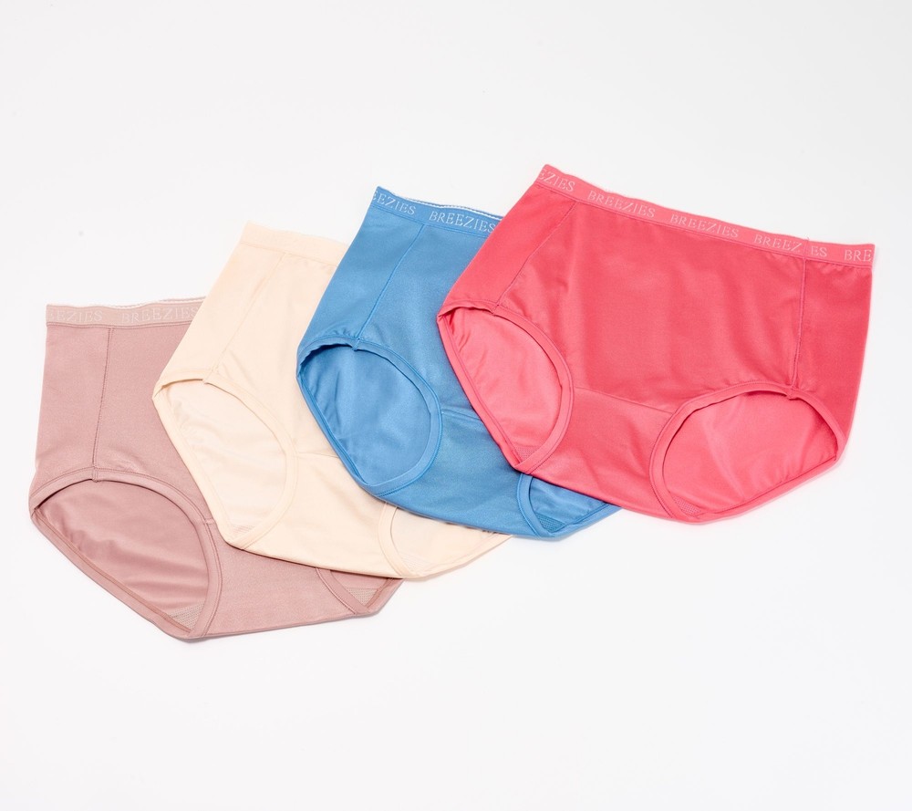 Breezies Women's Plus Sz Panties 2X  Nylon Microfiber Full Brief Brown A287799