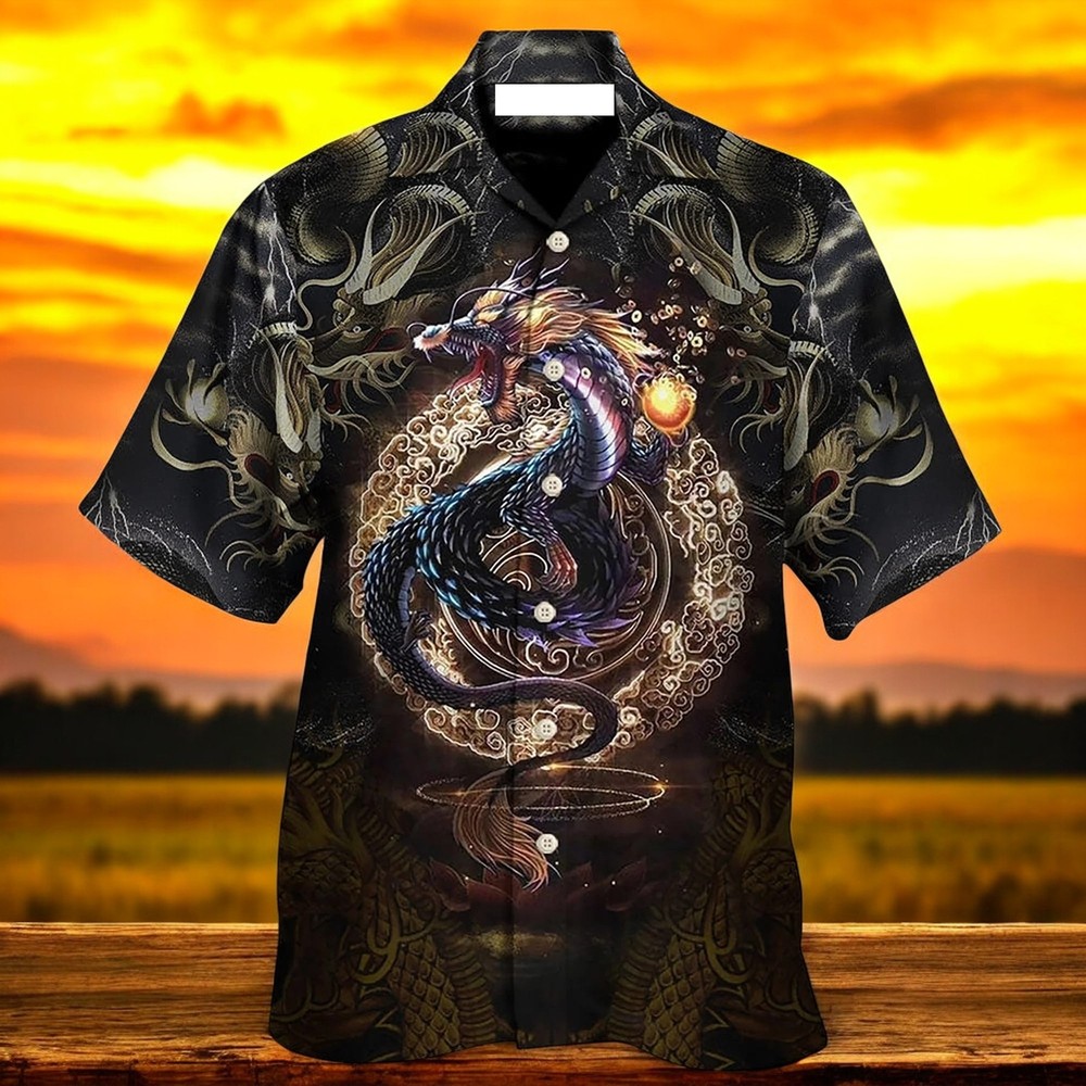 Japanese Golden Dragon Hawaiian Shir