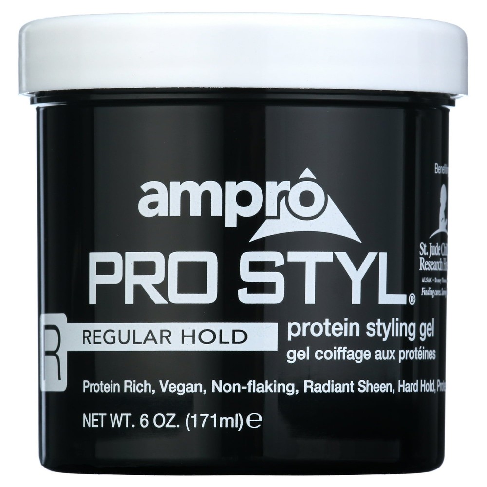 Ampro Regular Hold Protein Hair Styling Gel, Moisturizing, Unisex, 6oz (3 Pack)