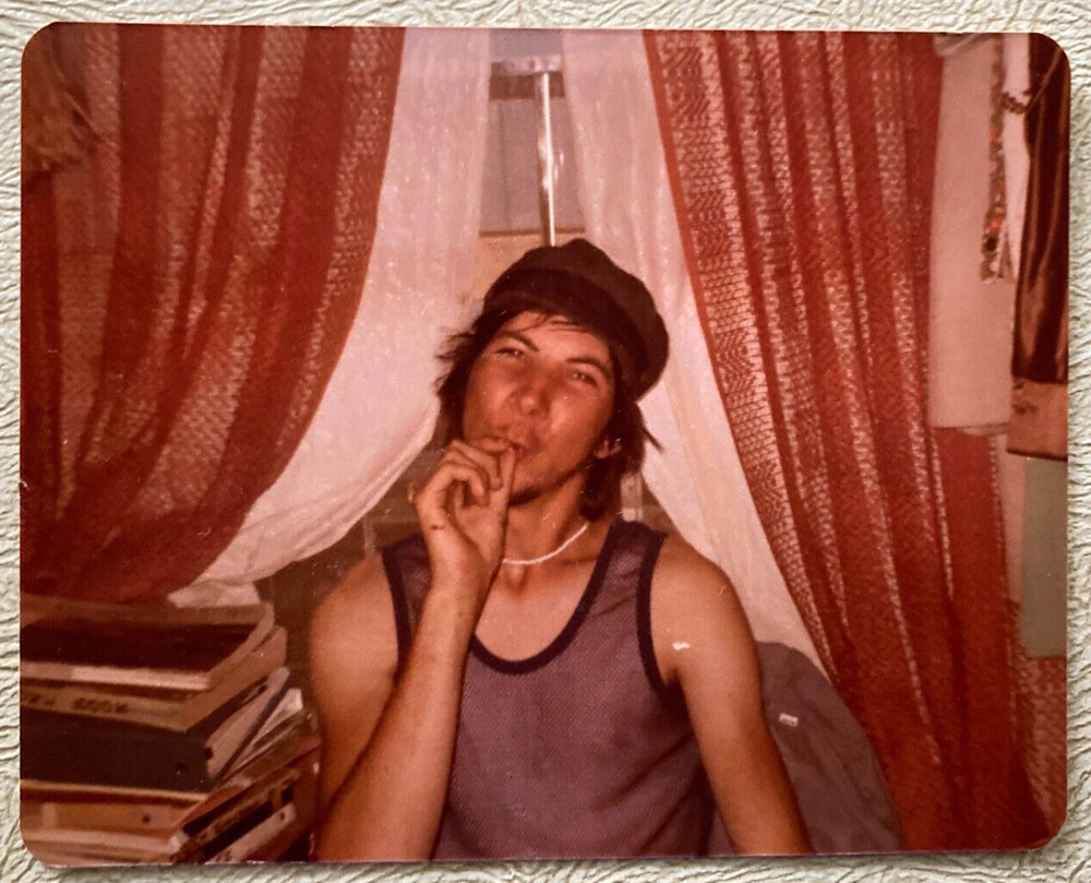 1979 Vintage Photo Man Smoking Weed Joint 3.5 x 4.5 Snapshot