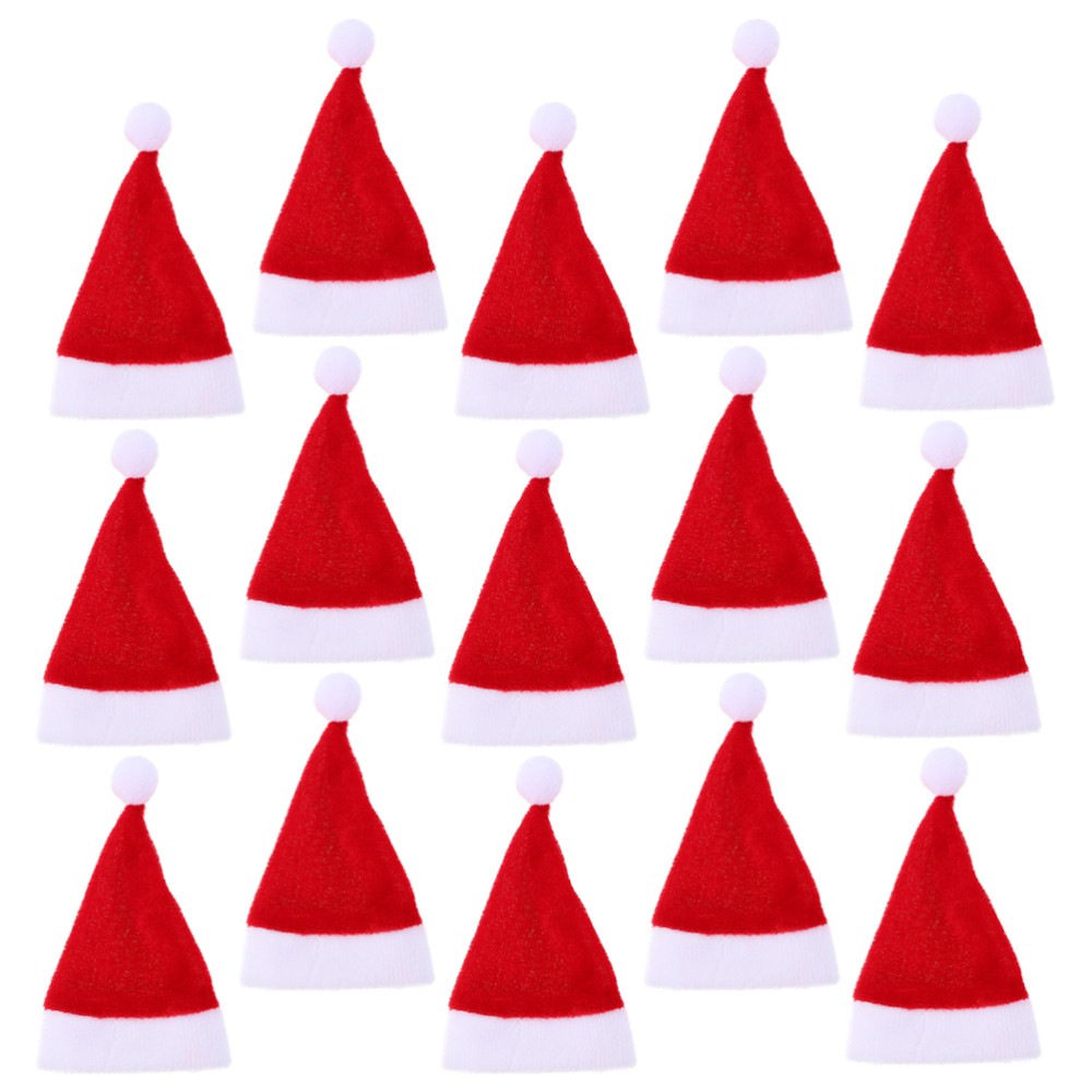 15 Pcs Mini Santa Hat Baby Lollipop Candy Cover Cap Miniature Bottle