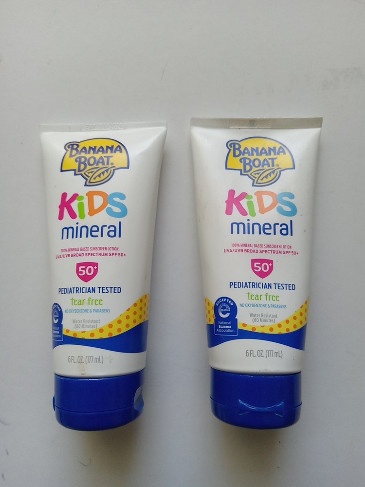2 Banana Boat Kids Mineral Sunscreen Lotion SPF 50+ ~ 6 fl oz Exp 01/26 Pack x 2