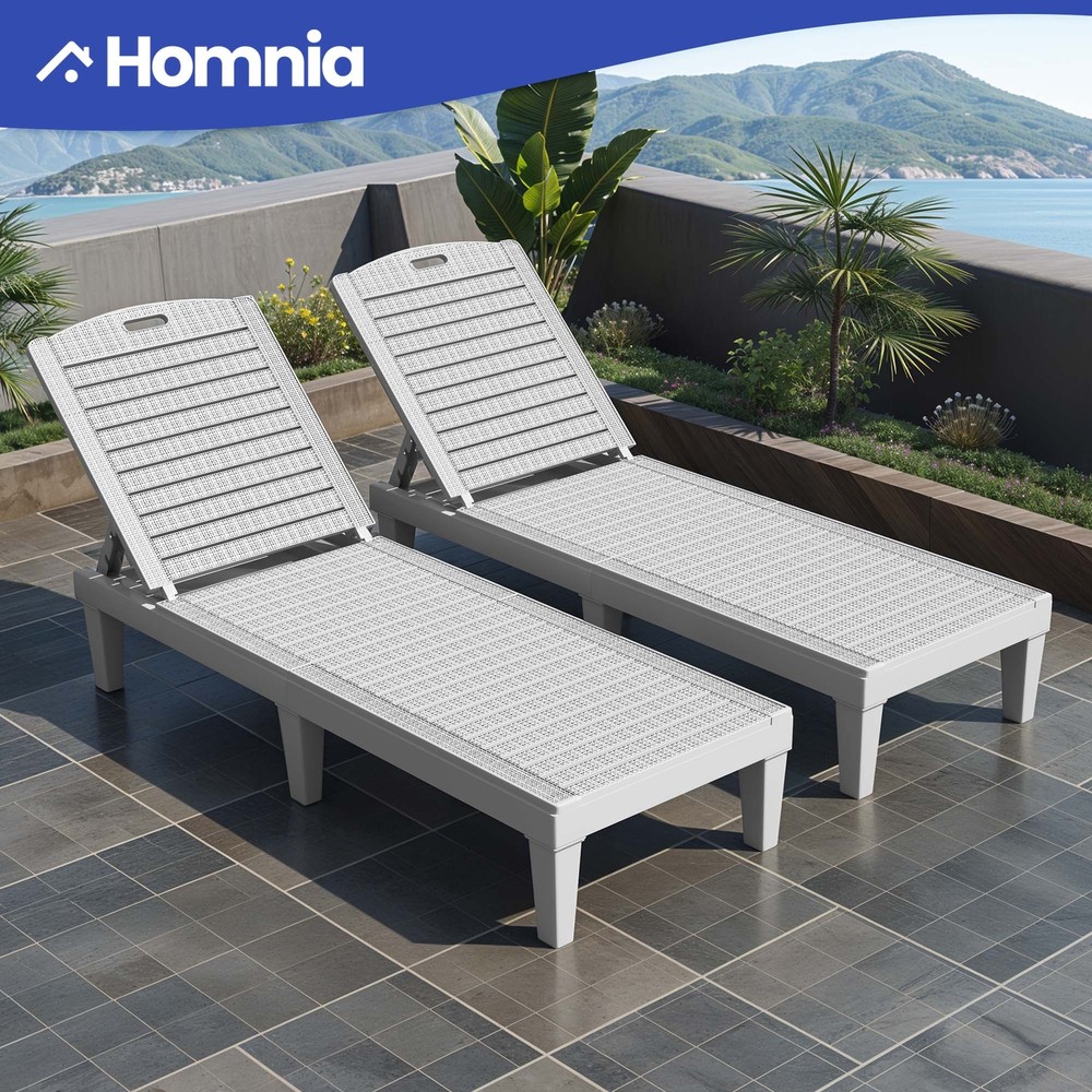 2 Adjustable Lightweight Chaise Lounge Recliners for Beach or Patio